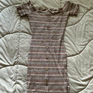 Fashion Nova, S, Body Con, Off Shoulder, Taupe Dress